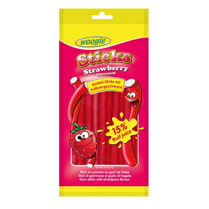 Woogie Strawberry Sticks mit Füllung 2x80g