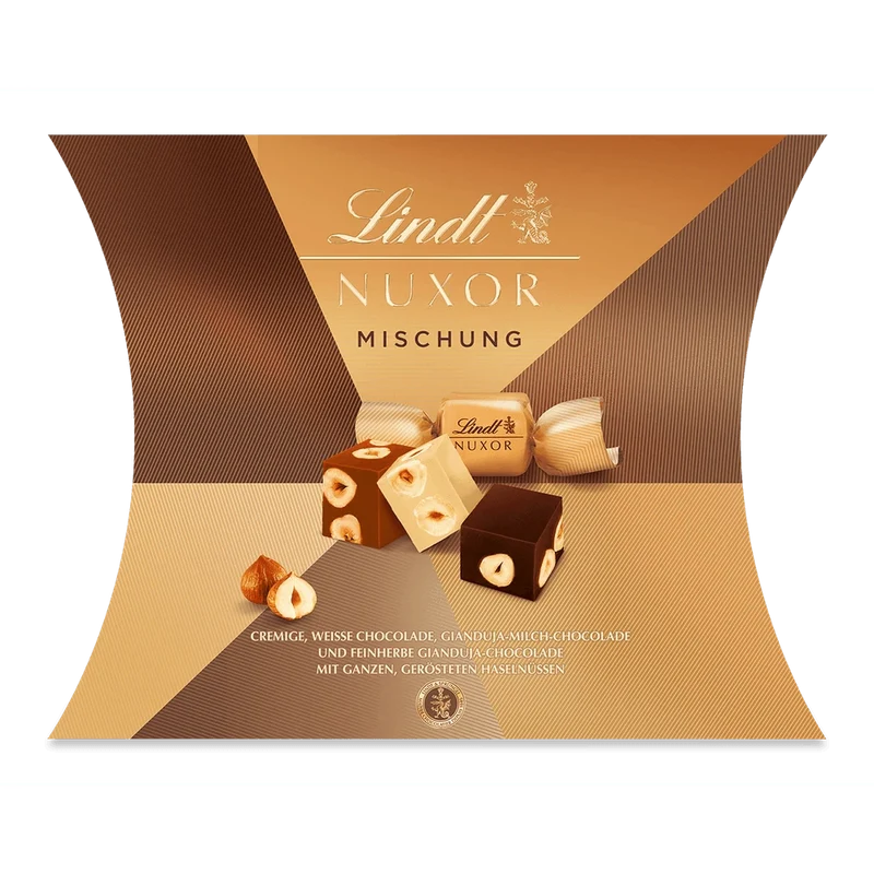 Lindt NUXOR Pralinen Gianduja Haselnuss Mischung 206g Kissenpackung