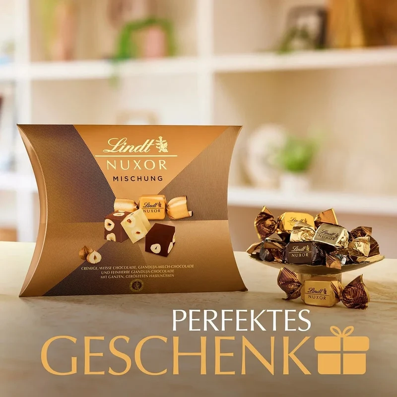 Lindt NUXOR Pralinen Gianduja Haselnuss Mischung 206g Kissenpackung