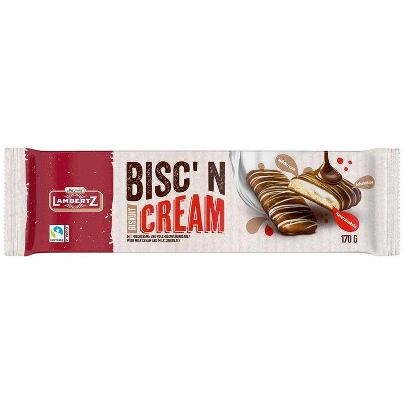 Lambertz Bisc'n Gebäck Cream, Milchcreme Haselnus 170g