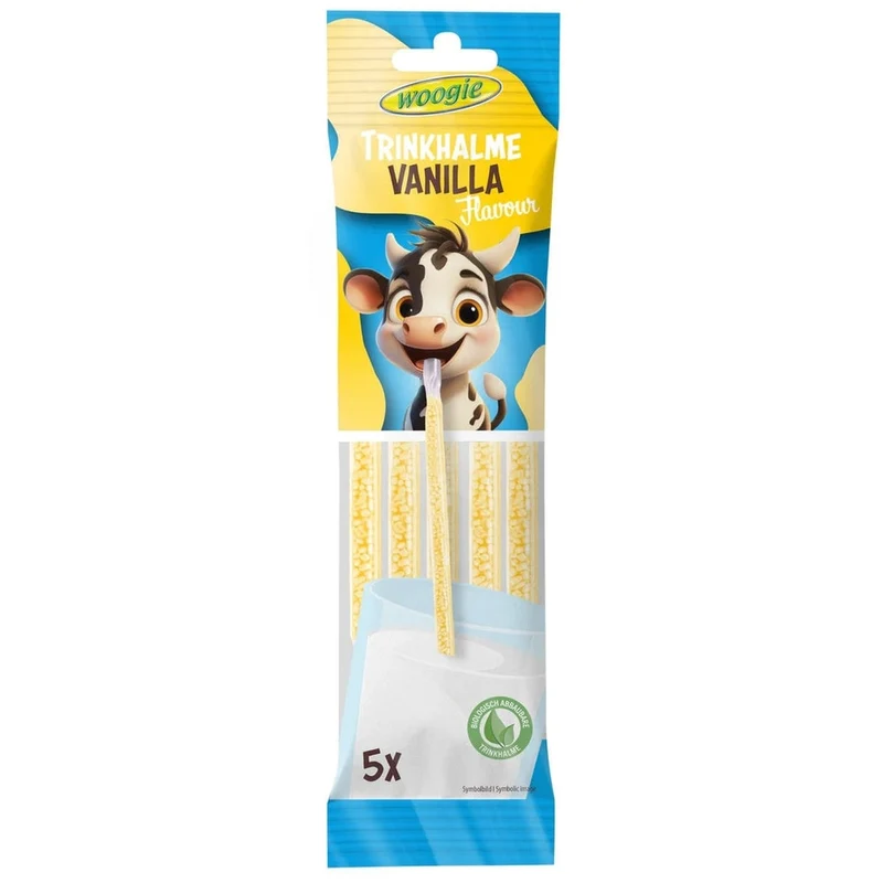 Woogie Trinkhalme Vanille Kakao Erdbeere 30g 5x6g Zuckerperlen