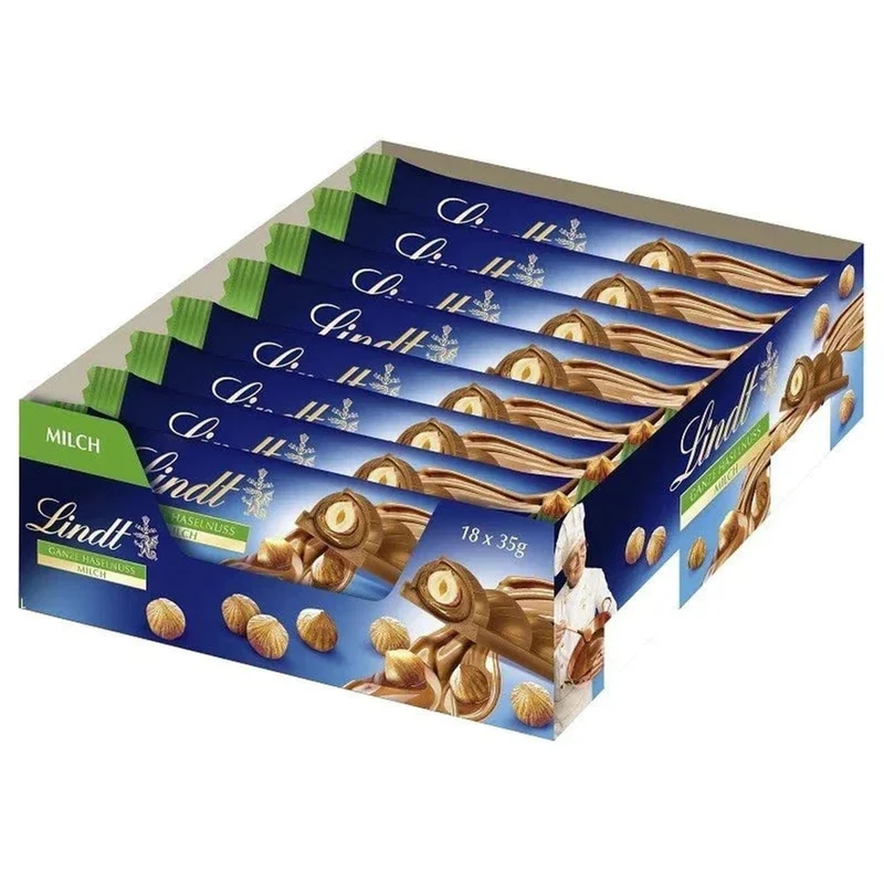 Lindt Nuss Deluxe Ganze Haselnuss Vollmilch Schokoriegel 18x 35g
