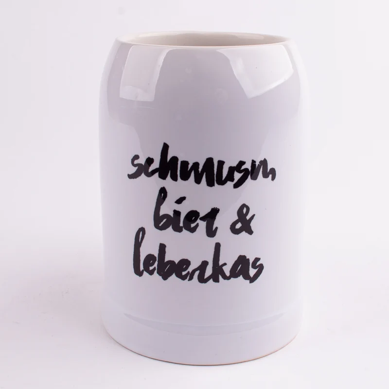 Bierkrug "schmusn, bier & leberkas"