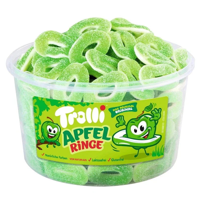 Trolli Apfelringe Fruchtgummi sauer Dose 1200g