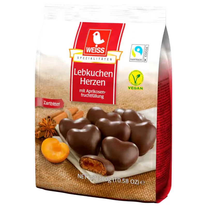 Weiss Lebkuchen Herzen Zartbitter gefüllt 300g