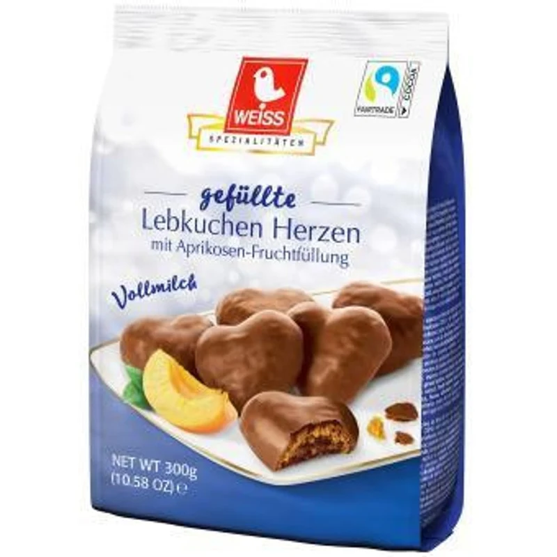 Weiss Lebkuchen Herzen Vollmilch gefüllt 300g