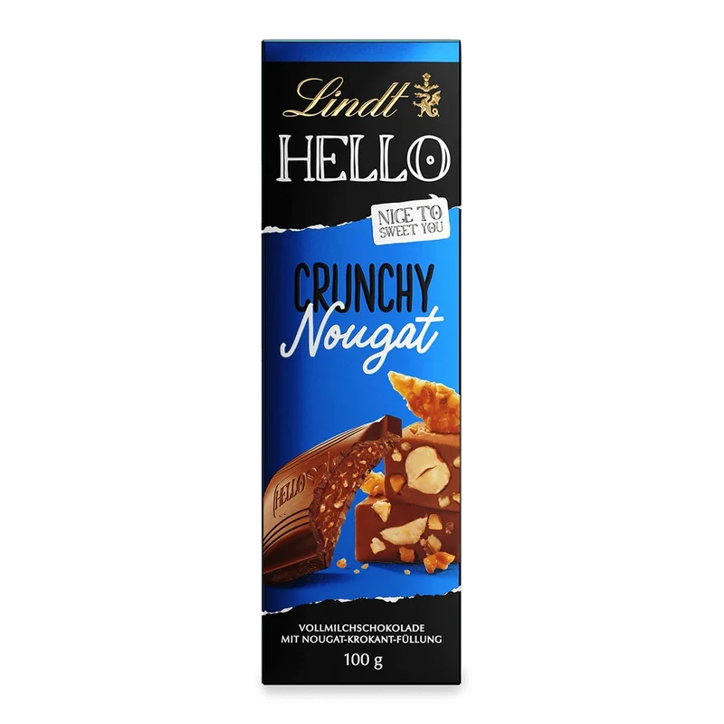 Lindt Hello Crunchy Nougat - Schokolade Nugat - 100 Gramm