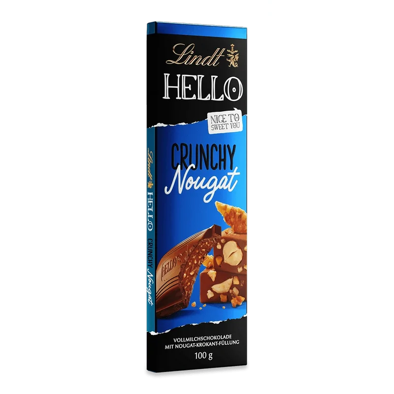 Lindt Hello Crunchy Nougat - Schokolade Nugat - 100 Gramm