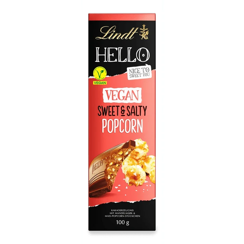 Lindt Hello Vegan Sweetn Salty Popcorn Schokoladentafel 100g