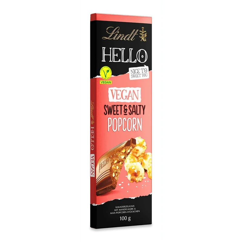 Lindt Hello Vegan Sweetn Salty Popcorn Schokoladentafel 100g