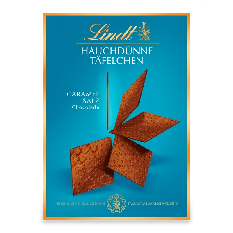 Lindt Hauchdünne Täfelchen Caramel&Salz | 125g Schachtel | Vollmilch Schokolade