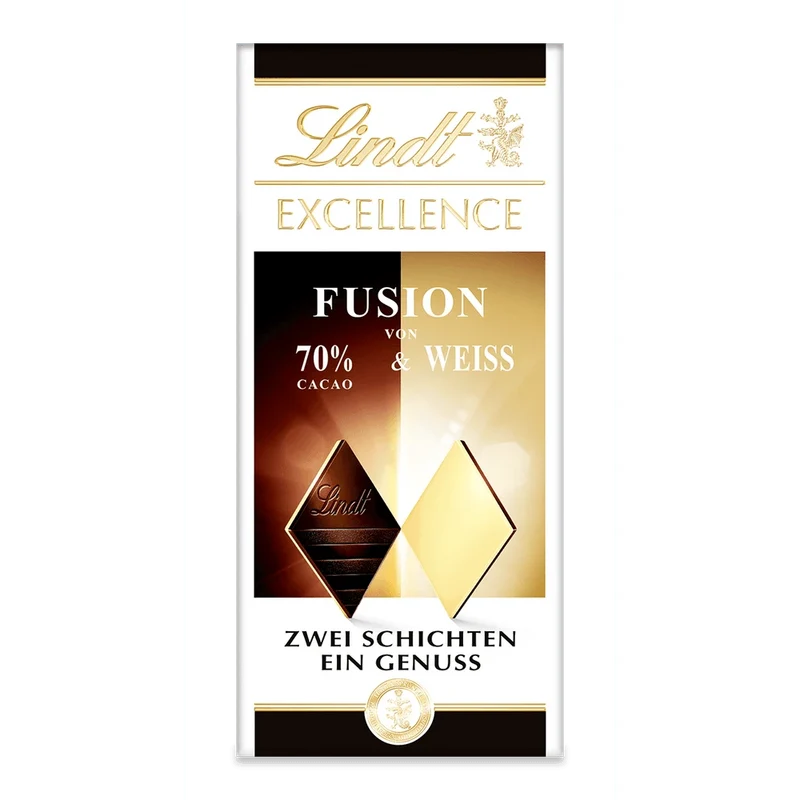 Lindt Excellence Fusion 70% Kakao & Weiße Schokolade | Zwei Schichten 100g