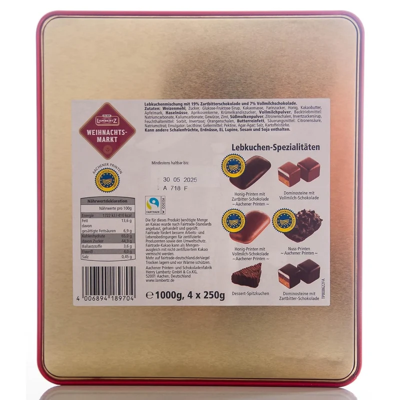 Lambertz Lebkuchenmischung Weihnachtsmarkt Dose 1kg
