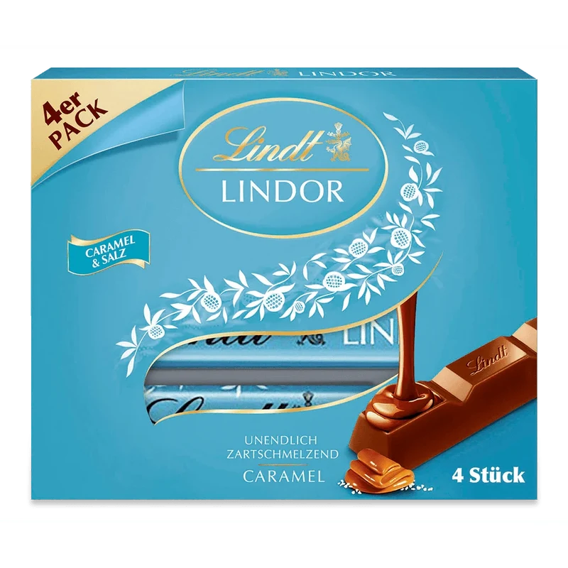 Lindt Lindor Caramel & Salz Vollmilch Sticks 4x25g