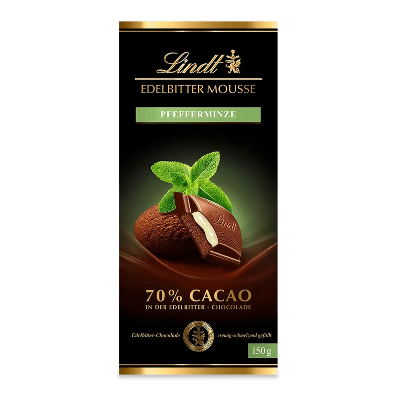 Lindt Edelbitter Mousse Minze, Schokolade, 150g Tafel