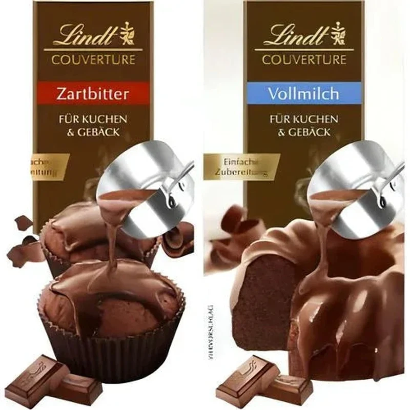 Lindt Kuvertüre Vollmilch 100g & Lindt Couverture Zartbitter 100g