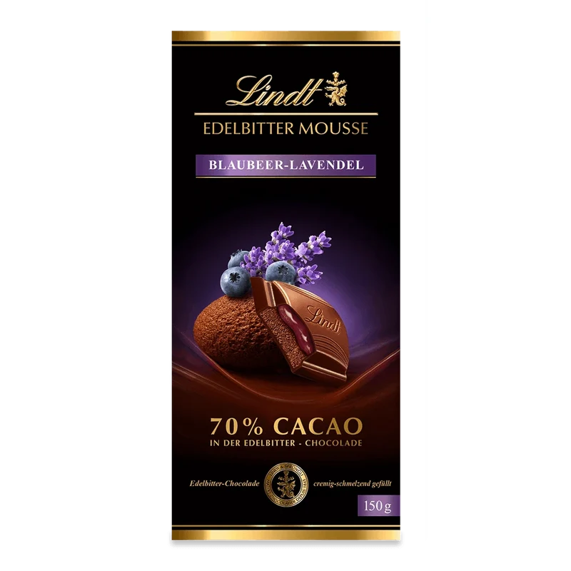 Lindt Edelbitter Mousse Schokolade - Blaubeere Lavendel, 150g