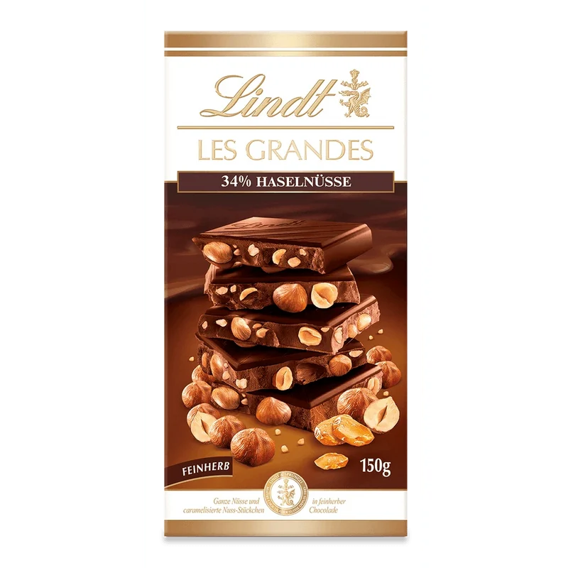 Lindt Les Grandes Feinherb 34% Haselnüsse - Schokolade - 150 Gramm