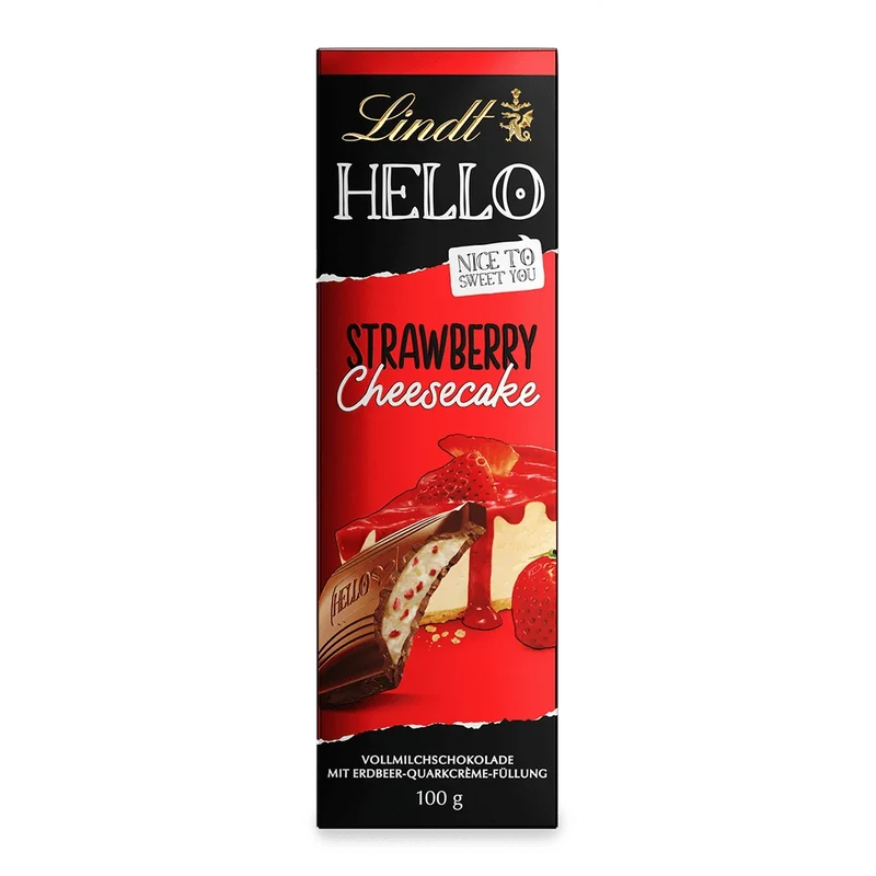Lindt Hello Strawberry Cheesecake - Schokolade Erdbeere Käsekuchen - 100g