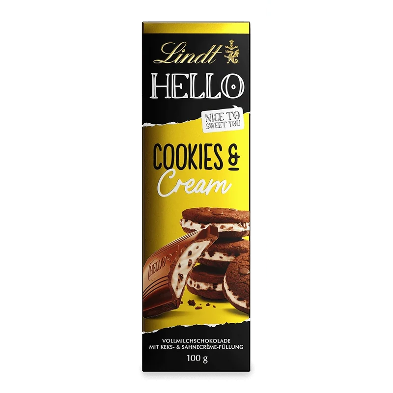 Lindt Hello Cookies & Cream, Schokolade, 100g Tafel
