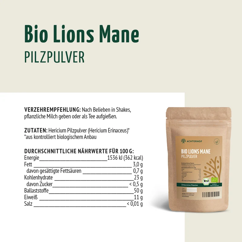 Bio Lions Mane Pilzpulver (100g)