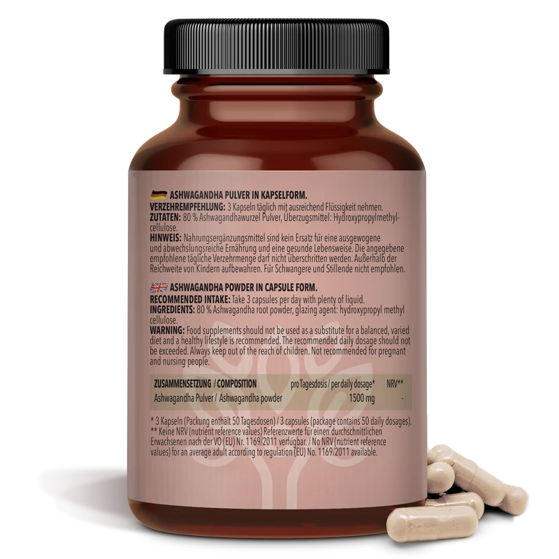 Ashwagandha Pulver in Kapselform (150 Kapseln)
