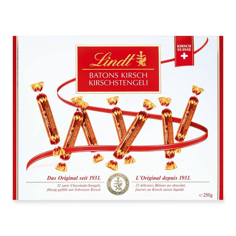 Lindt Baton Kirschstengeli Vollmilchschokolade flüssig gefüllt 250g