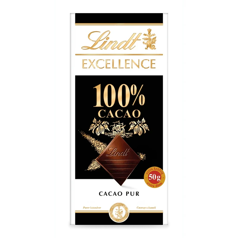 Lindt Excellence 100 Prozent Kakao Schokoladentafel Cacao pur 50g