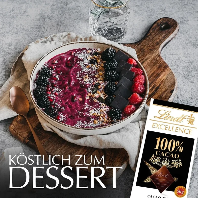 Lindt Excellence 100 Prozent Kakao Schokoladentafel Cacao pur 50g