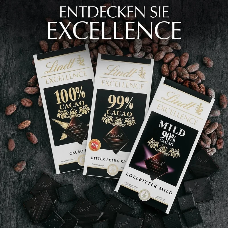 Lindt Excellence 100 Prozent Kakao Schokoladentafel Cacao pur 50g