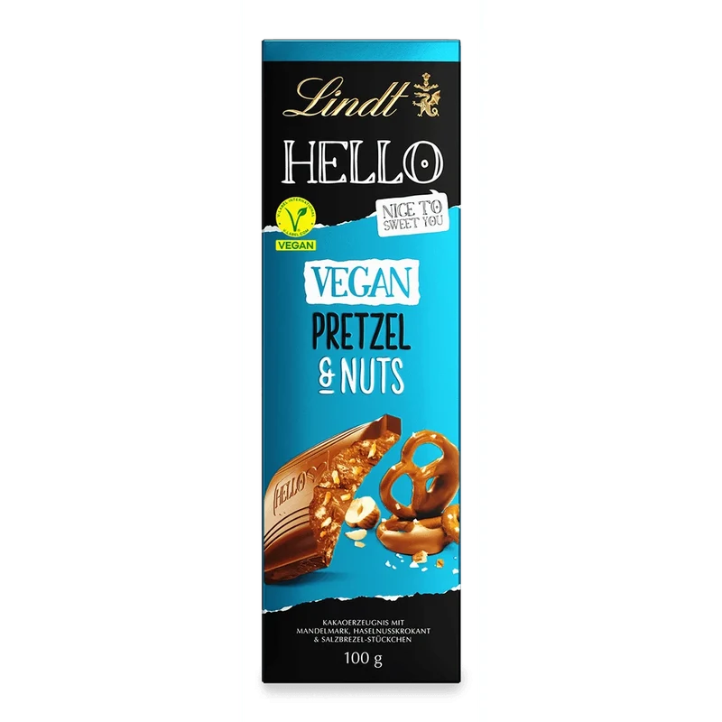 Lindt HELLO Vegan Pretzel & Nuts Vegane Schokolade mit Haferdrink 100g