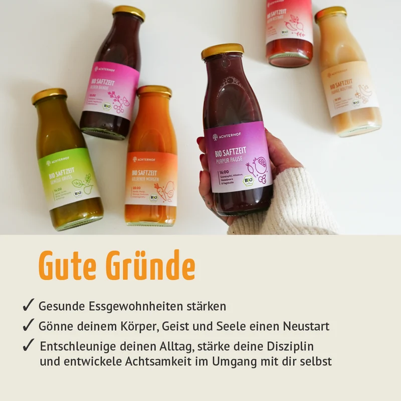 Saftzeit Bio Fastenkur 1-7 Tage (6 Flaschen pro Tag)