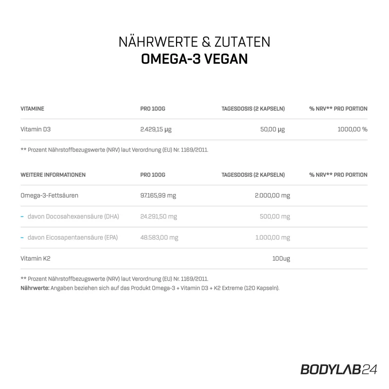 2 x Vegan Omega 3 (120 Kapseln)