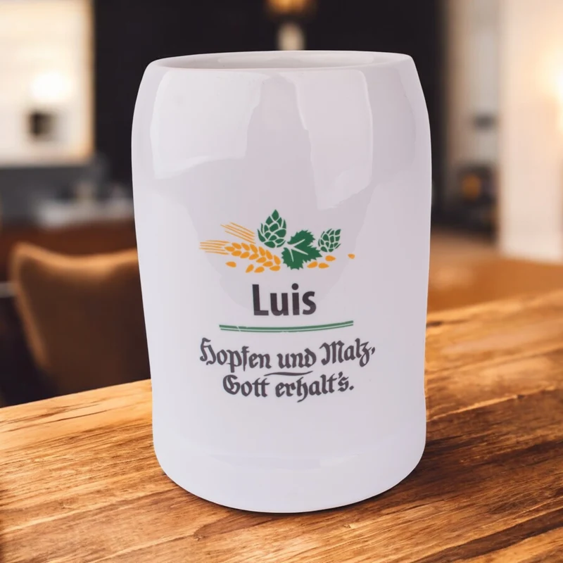 Bierkrug "Hopfen & Malz" mit Wunschname