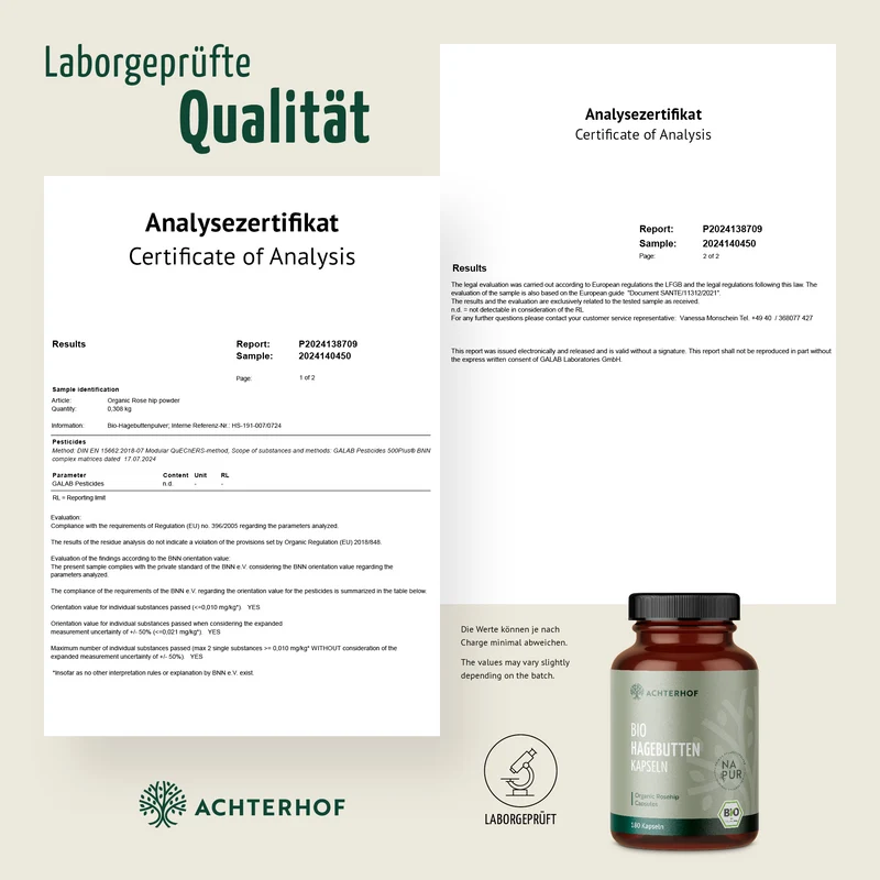 Bio Hagebutten Kapseln (180 Kapseln)
