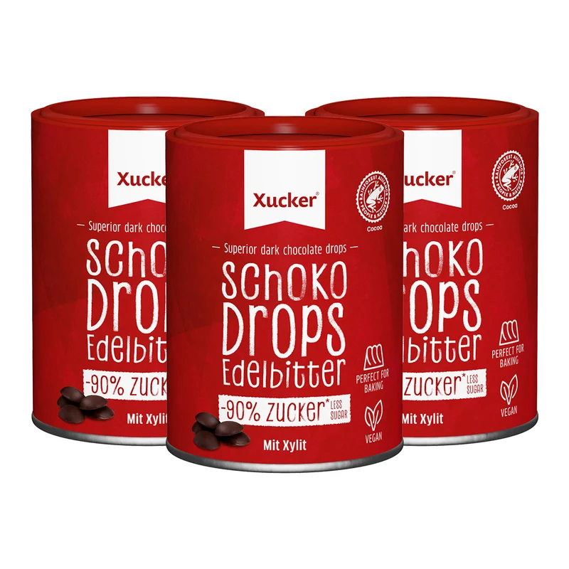 3x Schokodrops mit finnischem Xylit Dose (3x200g)