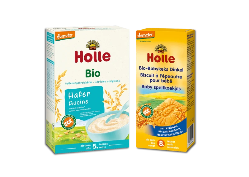 Bio-Vollkorngetreidebrei Hafer ab dem 5. Monat (250g) + Demeter Babykeks Dinkel ab dem 8. Monat (150g)