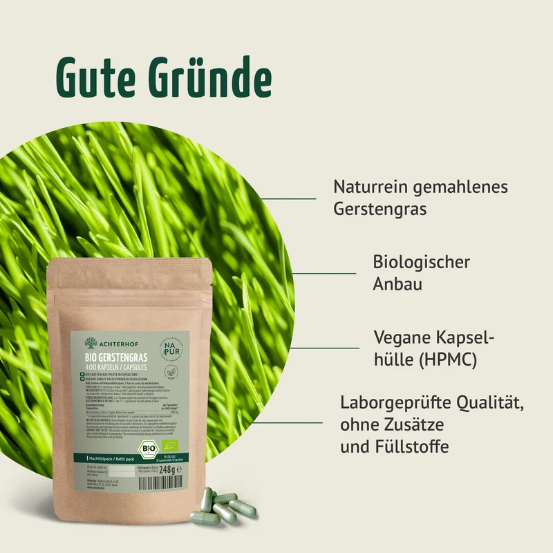 Bio Gerstengras Kapseln Nachfüllpack (400 Kapseln)