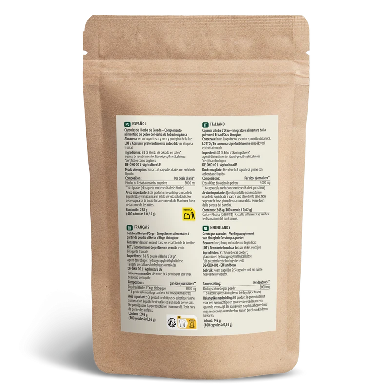 Bio Gerstengras Kapseln Nachfüllpack (400 Kapseln)