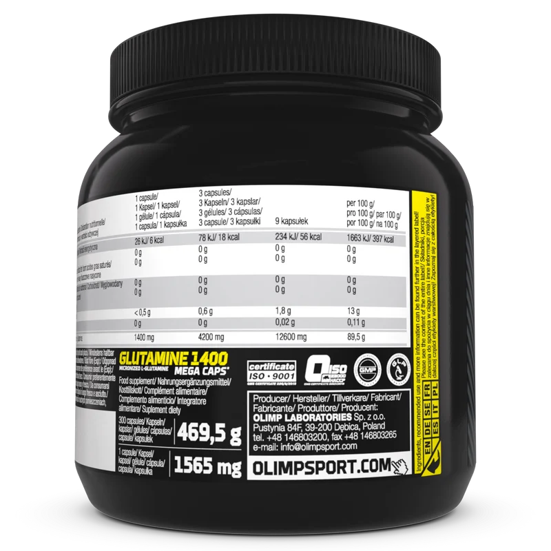 Glutamine Mega Caps 1400 (300 Kapseln)