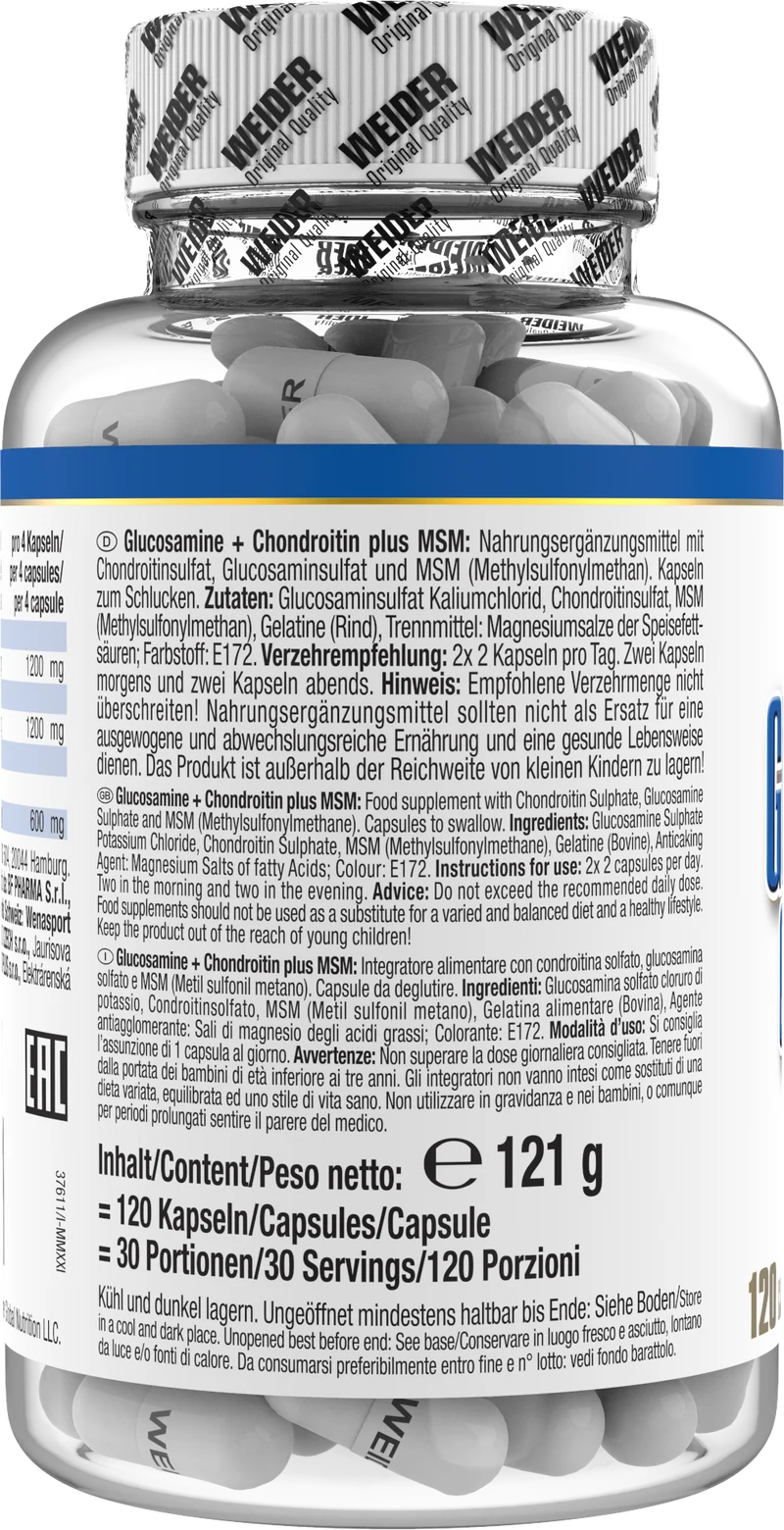 Glucosamine + Chondroitin Plus MSM (120 Kapseln)