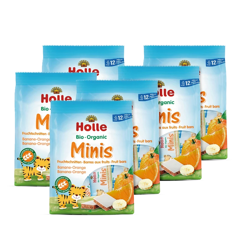6er Pack Bio Minis Fruchtschnitten Banane Orange (8 Stück)