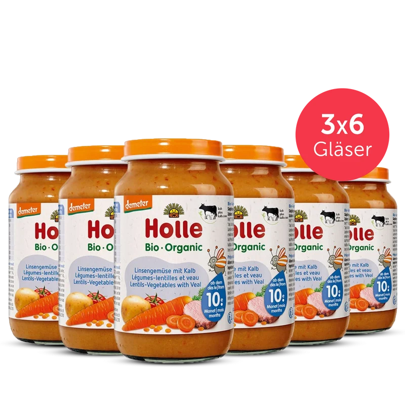 3er Pack Linsengemüse mit Kalb - 6x220g - Demeter ab dem 10. Monat