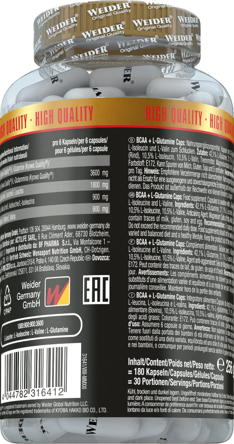 BCAA + L-Glutamine (180 Kapseln)