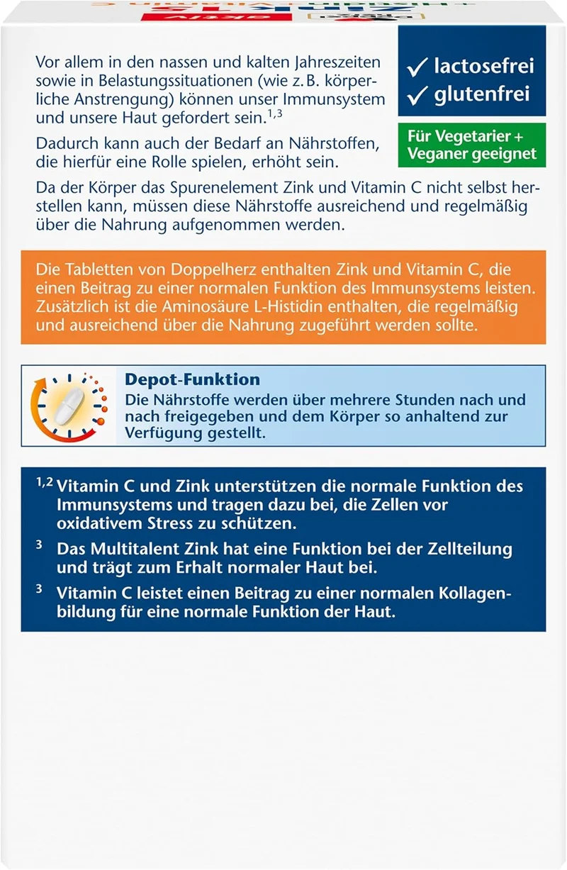 Zink 15 + Histidin + Vitamin C Depot (100 Tabletten)