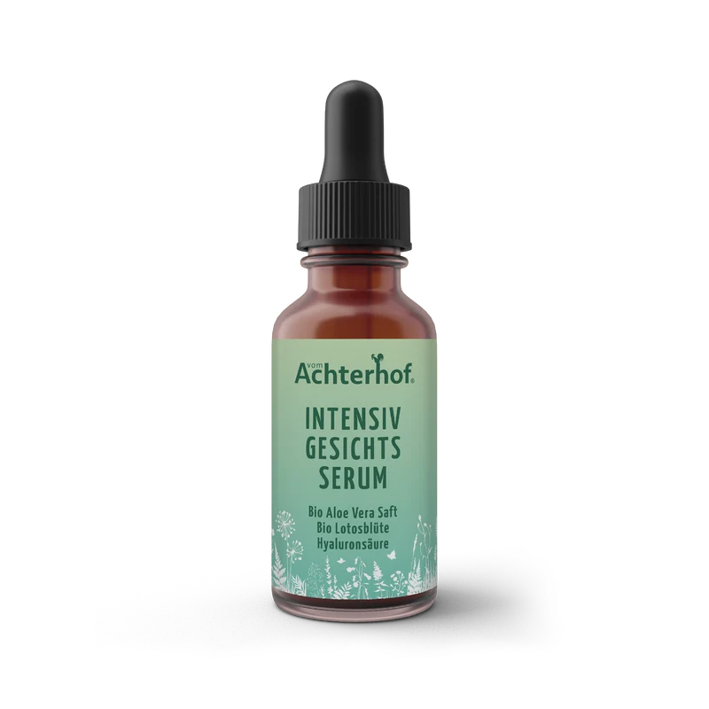 Intensiv Gesichtsserum mit Bio Aloe Vera Saft + Bio Lotosblüte und Hyaluronsäure (30ml)