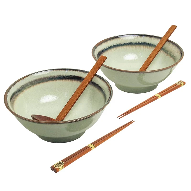 Ramen-Set Essstäbchen & Löffel Wasabi