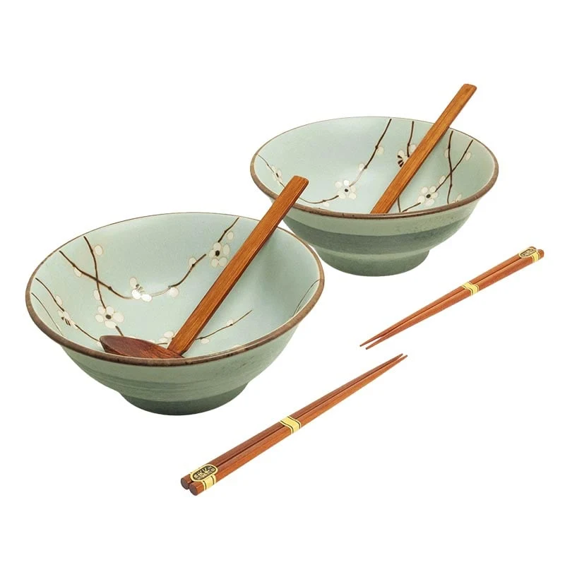Ramen-Set Stäbchen & Löffel Hana Hellgrün
