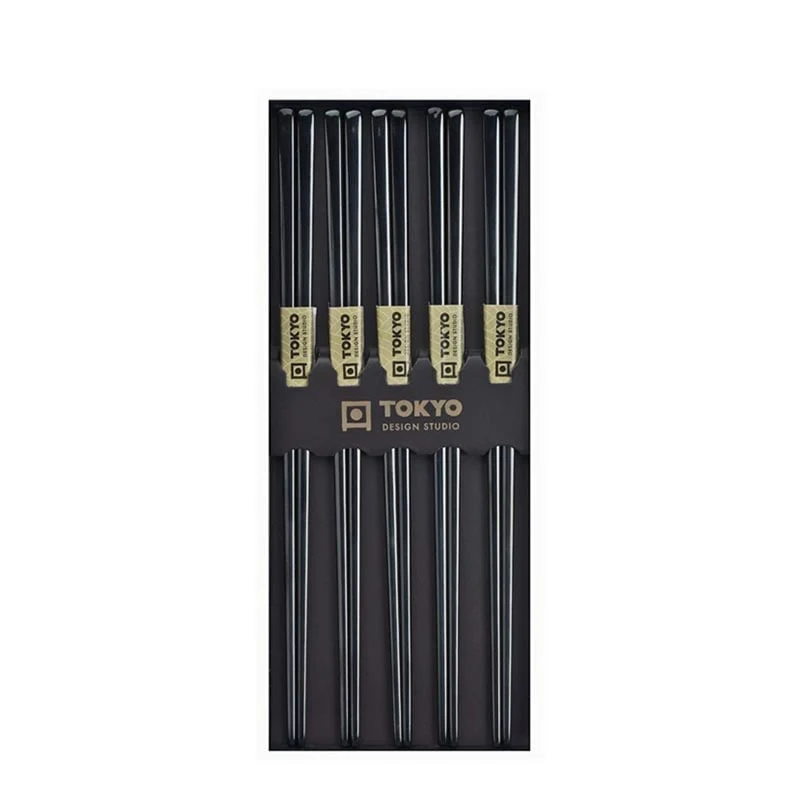Essstäbchen Edelstahl Schwarz 5 Paare