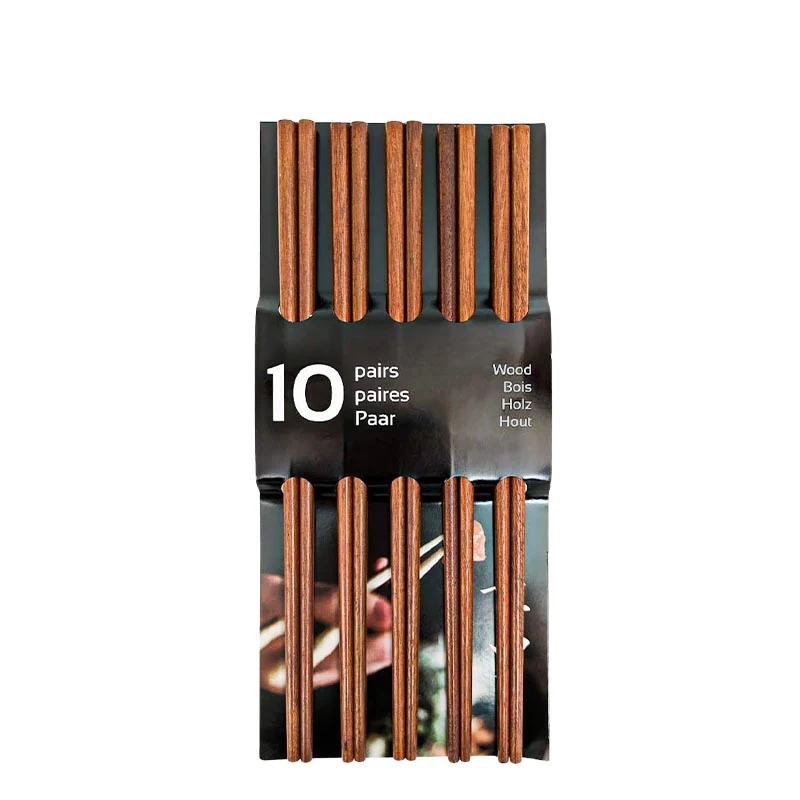 Runde Essstäbchen aus dunklem Holz, 10 Paare